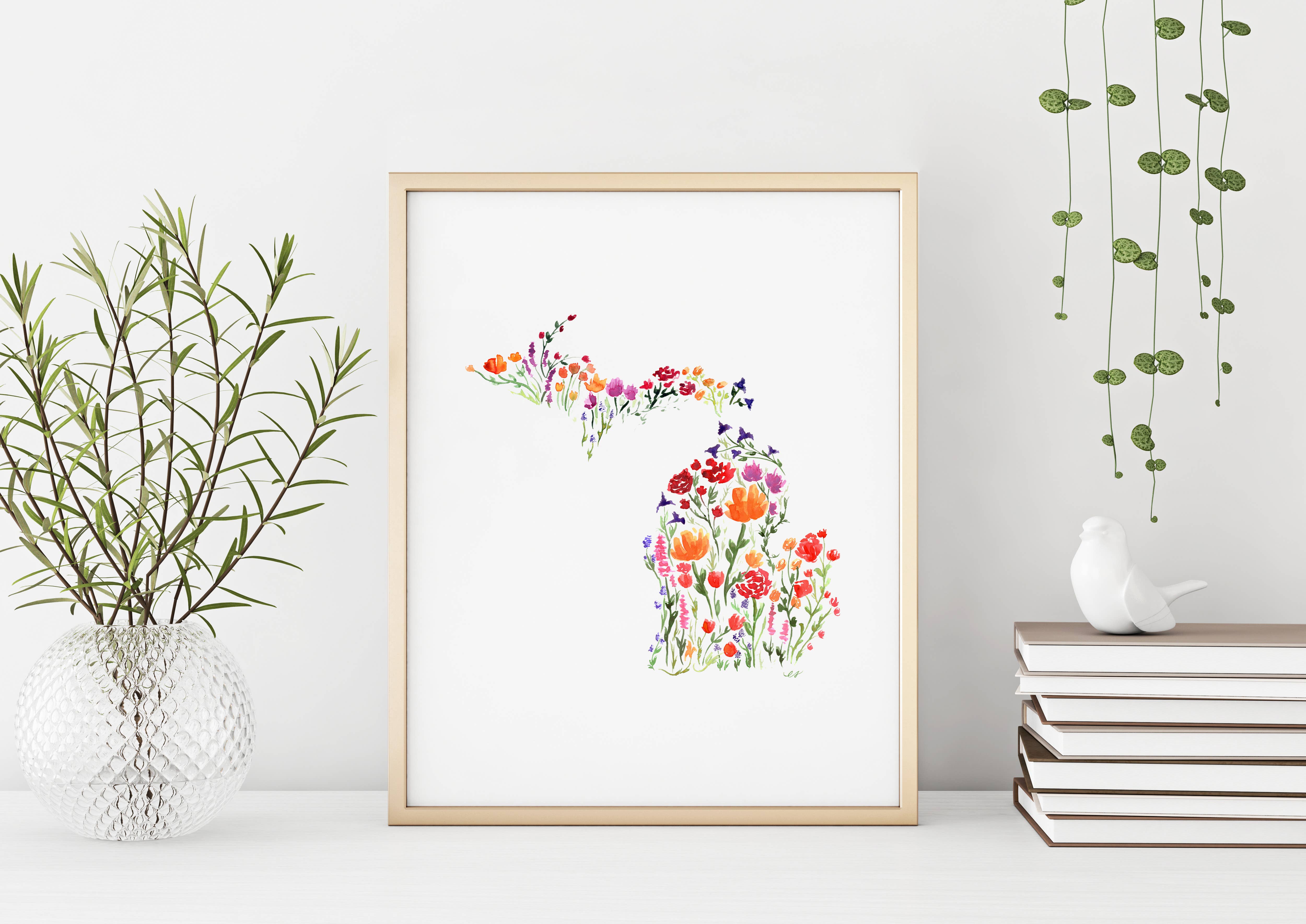 NorthHouse Creative Co. - Wholesale Art Print - Floral Michigan Watercolor Art Print5