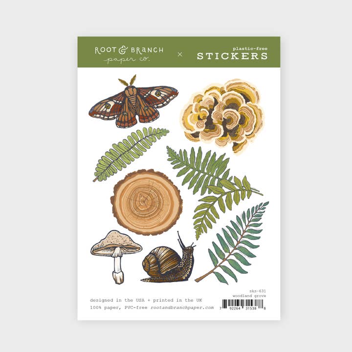 Mushroom Grove Sticker Sheet for wholesale by Root & Branch Paper Co.