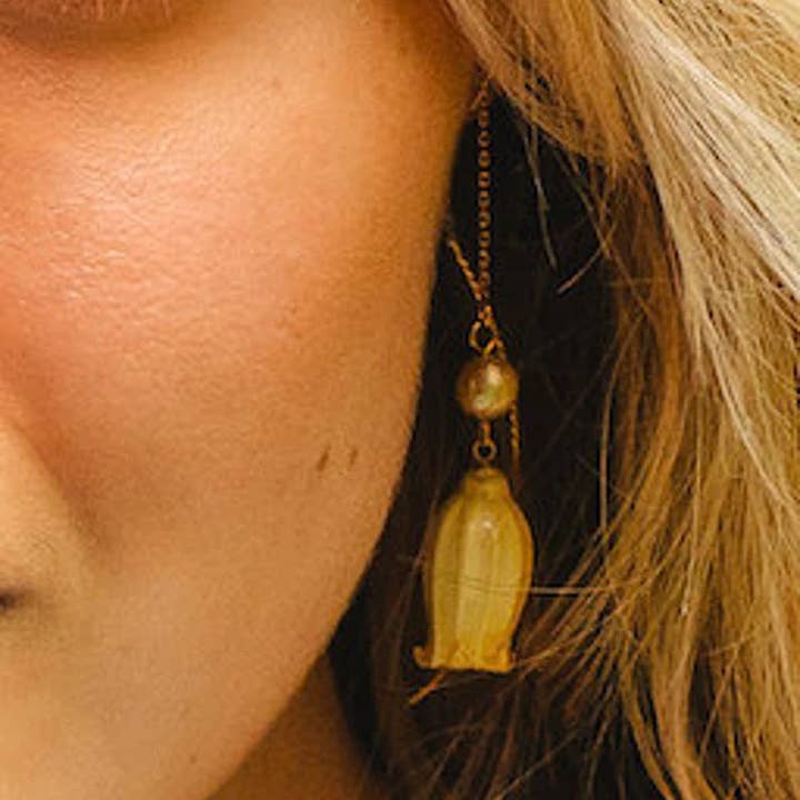 Real flowers Classic style bead wind chime flower earrings for wholesale by NatureAmbient