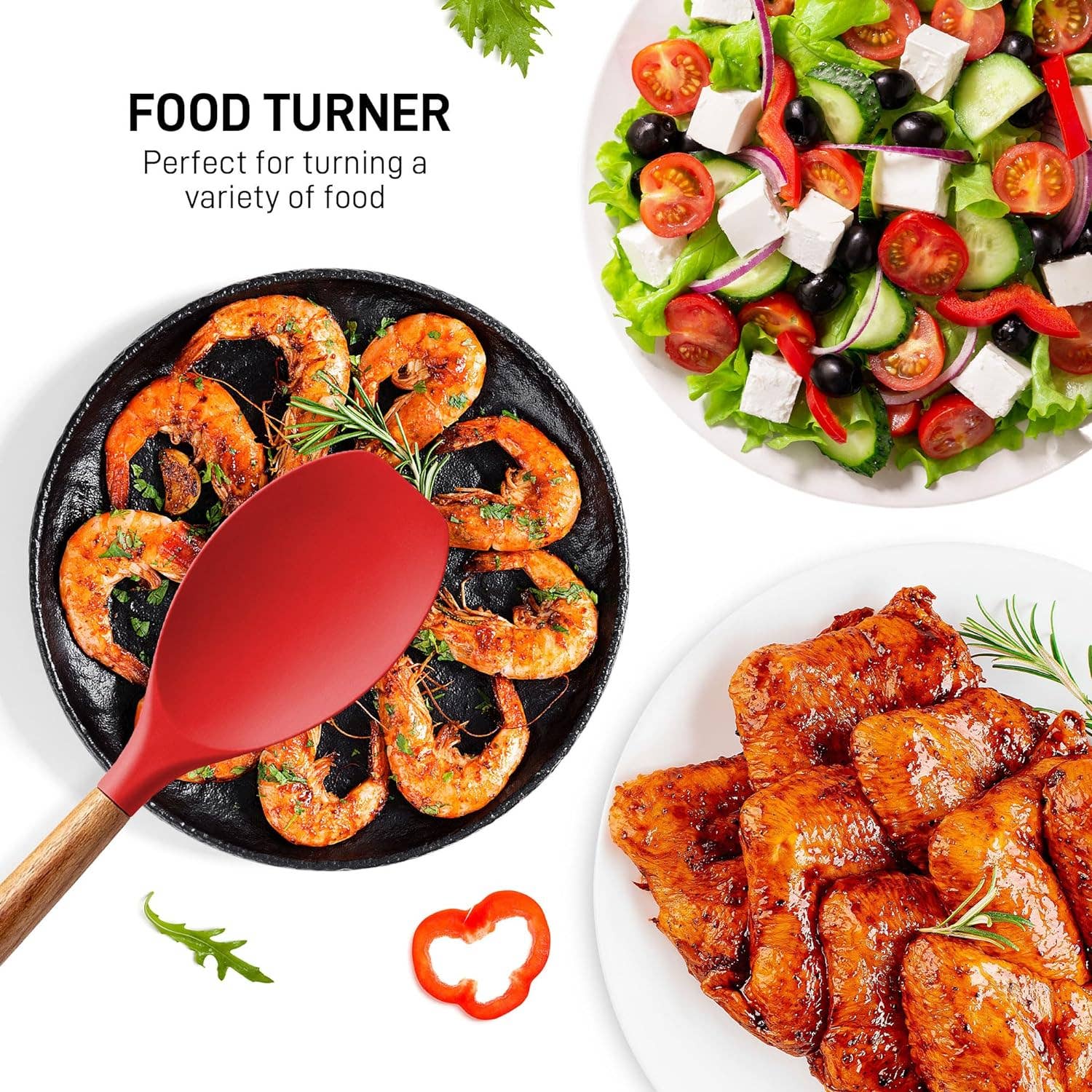 Zulay Kitchen - Wholesale Kitchen Utensil Set - 5-Piece Silicone Utensils Set with Wooden Handles45