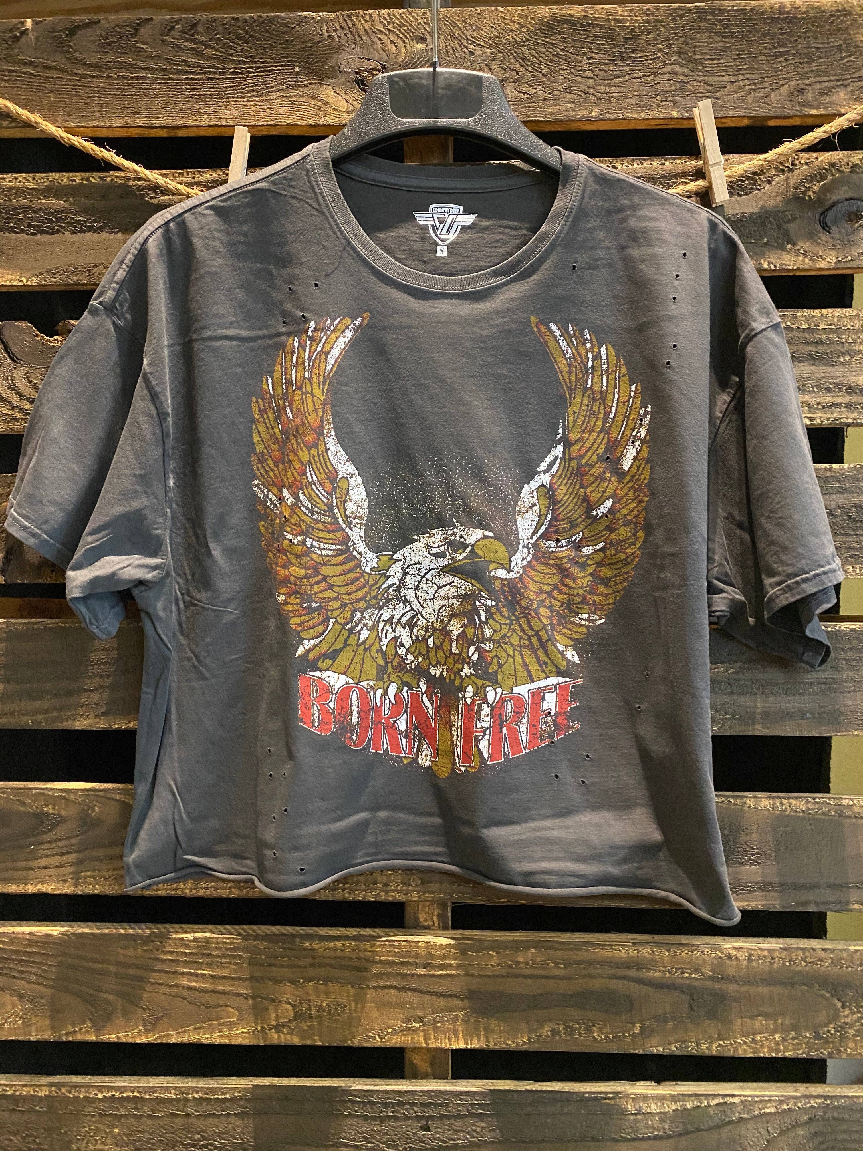 Country Deep Apparel - Vente T-shirt sérigraphié – femme - T-shirt court Born Free OVERSIZED inspiré des années 901