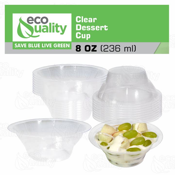 EcoQuality – wholesale Disposable cup – 8oz Clear Plastic Disposable Durable Ice Cream Sundae Cups