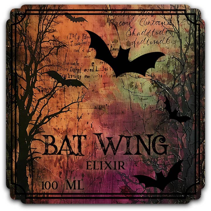 Bat Wing Elixir Label Halloween Sticker for wholesale by Swanky Bazaar