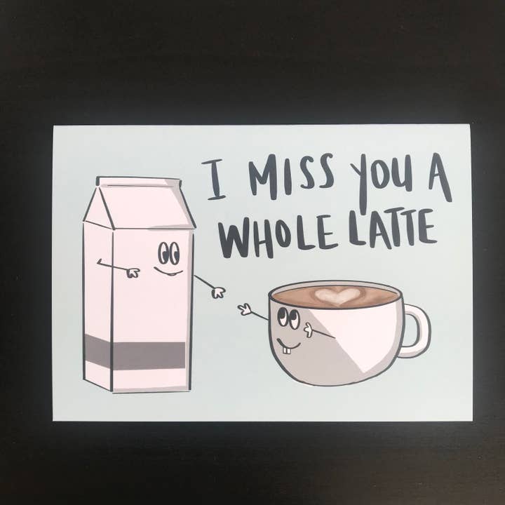 I Miss You a Whole Latte | I Miss You A Latte - Greeting Card for wholesale by Hello Herren