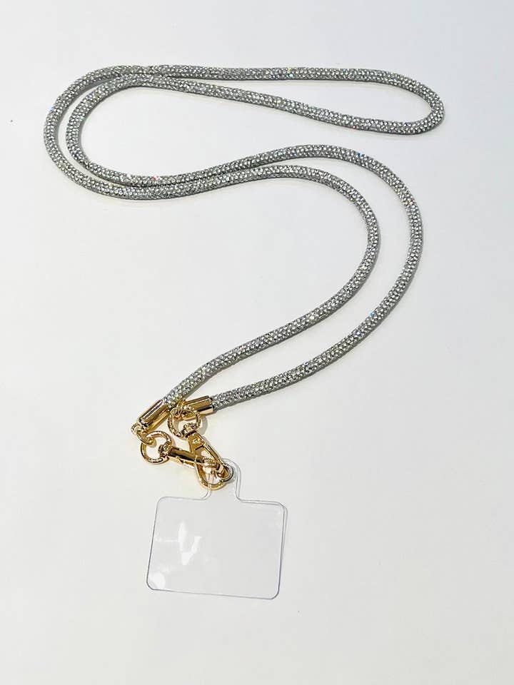 Silver rhinestone phone necklace for wholesale by SHEERA
