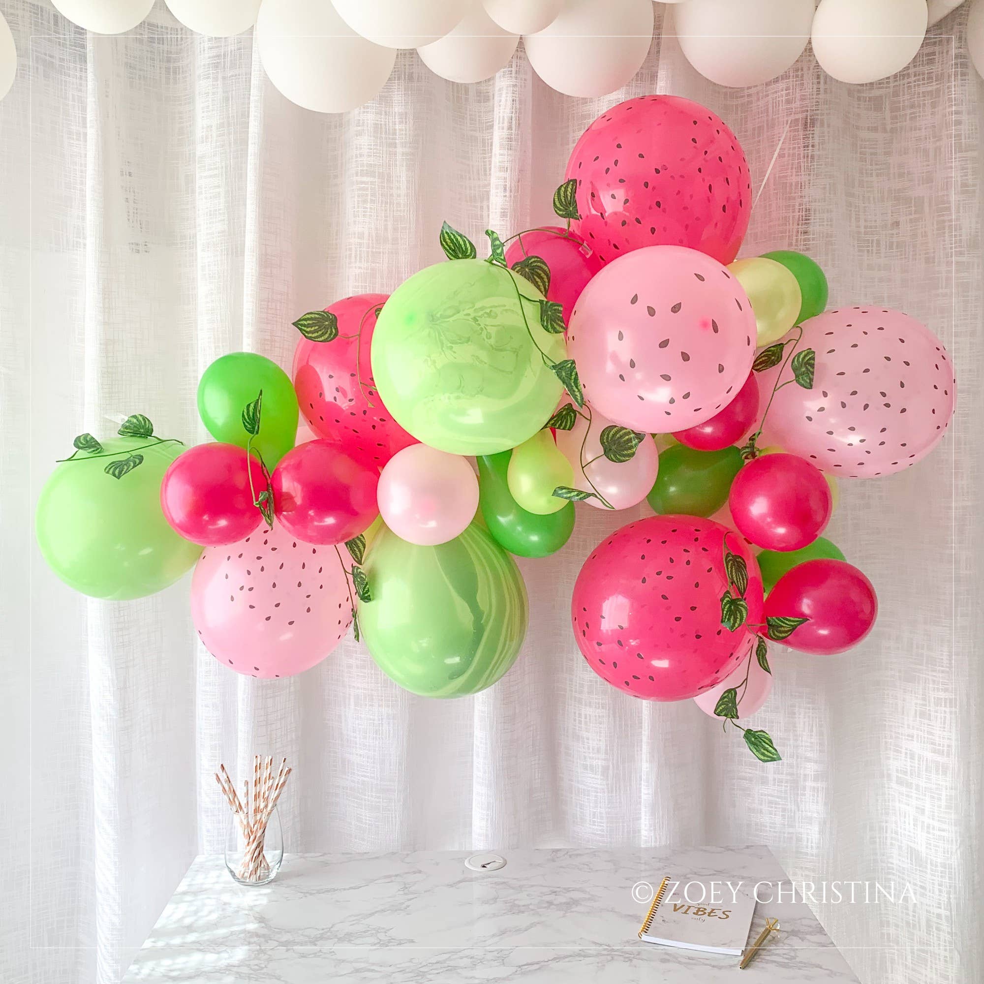 Zoey Christina - Vendita all'ingrosso A palloncino - Palloncini in lattice con semi di frutta, 30,5 cm, con anguria e fragola7