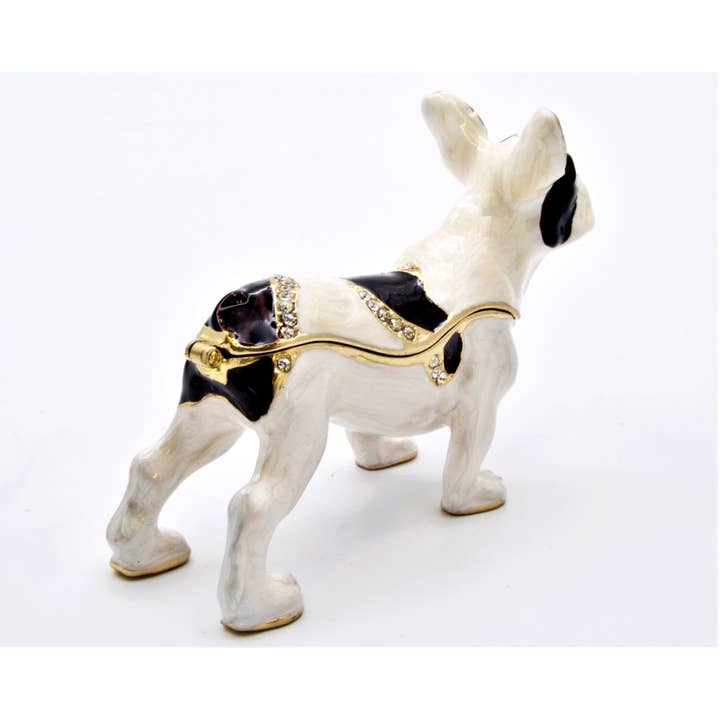 Black & White Boston Terrier Dog Trinket Box for wholesale on Faire1