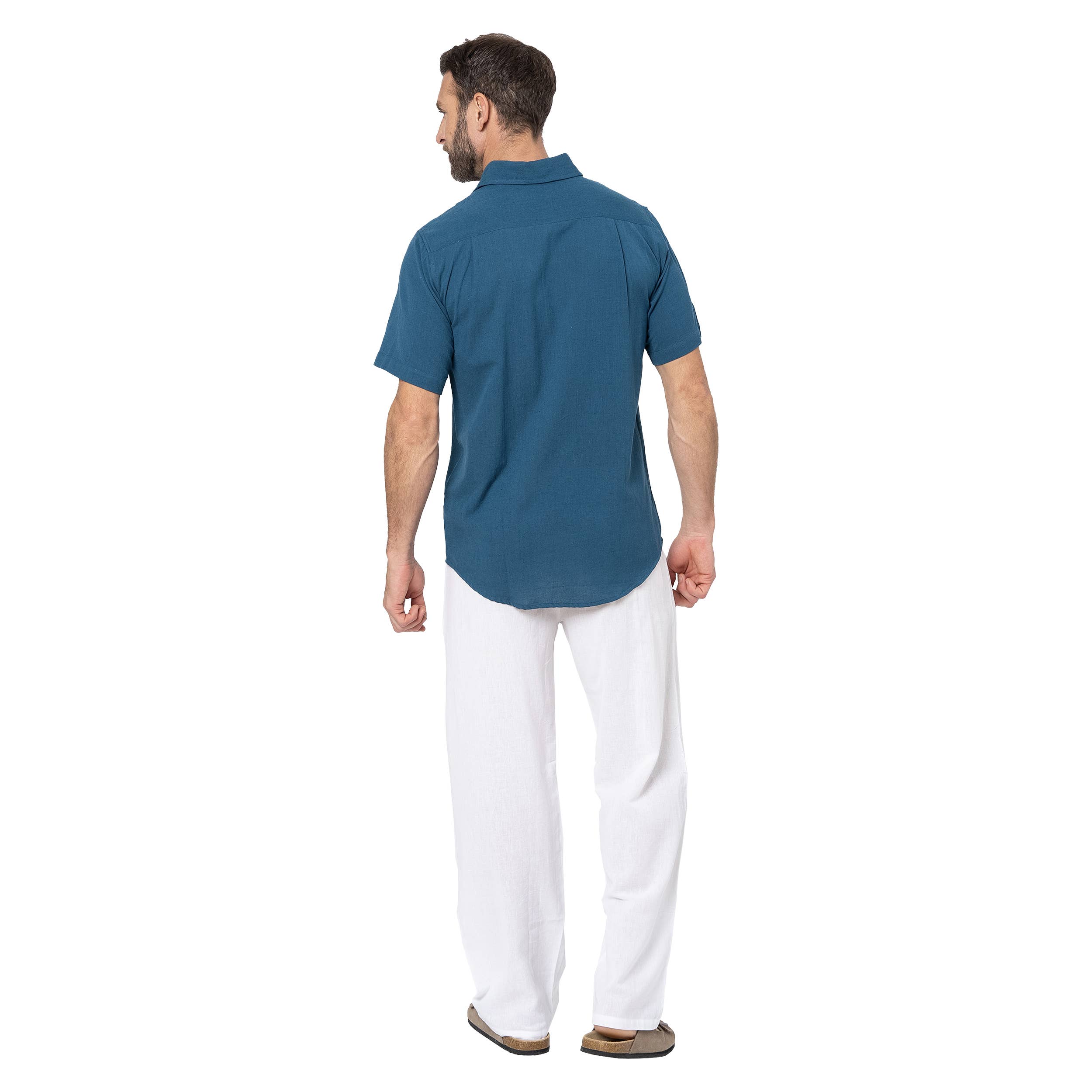 La Mano Boho - Vendita all'ingrosso Camicia button down - Uomo - CAMICIA ESTIVA DA UOMO IN LINO A MANICA CORTA HCL0100K2