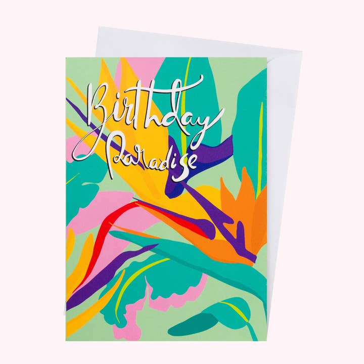 Birthday Paradise tropical card for wholesale by Mayajoy