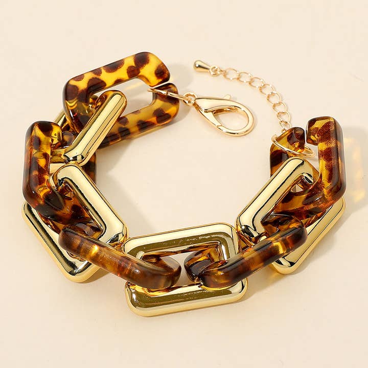 Bold Geometric Resin Link Bracelet for wholesale by Sensibling Corp.