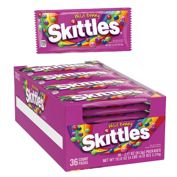 Kelli's - Wholesale Hard Candy - Skittles Wild Berry Bite Size Candies - 36ct Display Box0