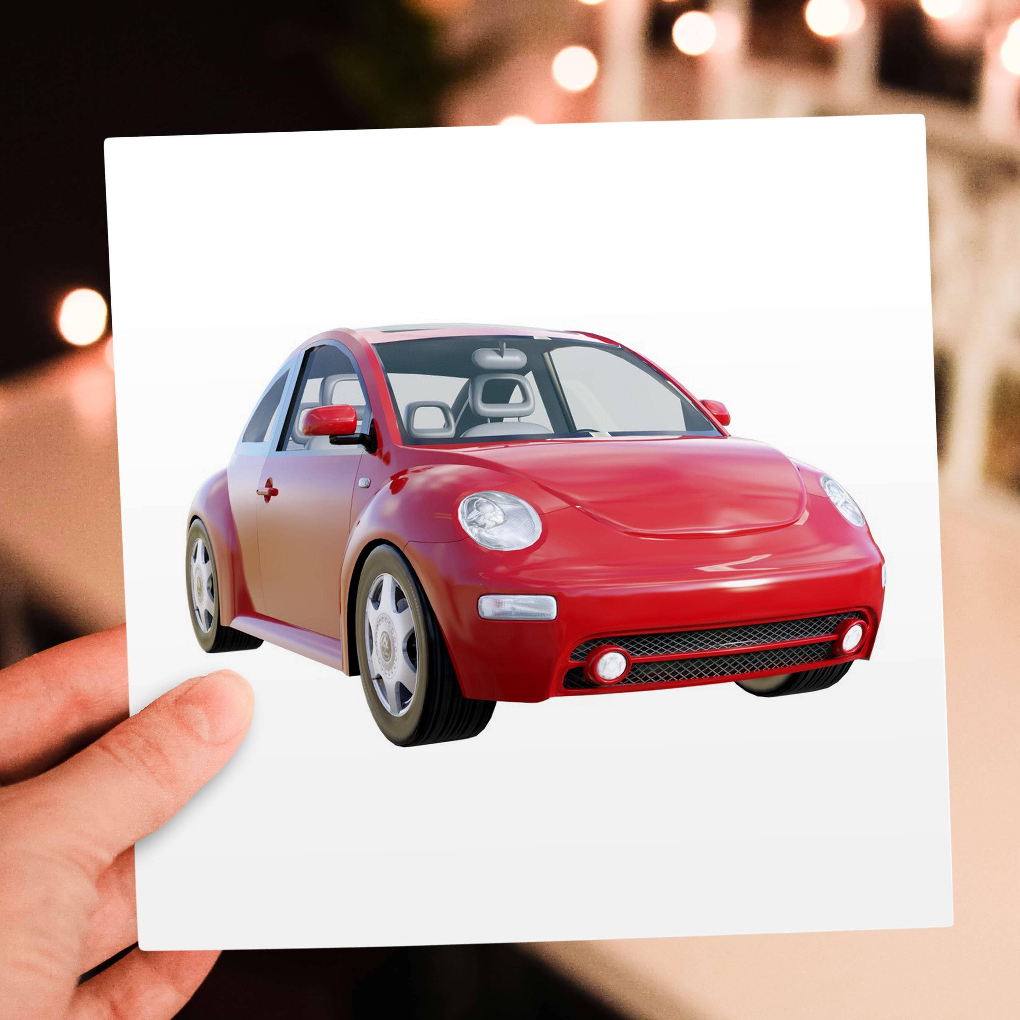 3dRose - Vendita all'ingrosso Biglietti di auguri generici - 3dRose, Auto Euro Rossa, Biglietto di Auguri5