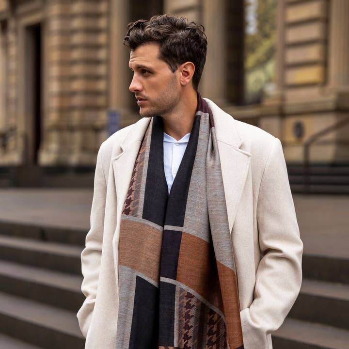 DLUX Scarves - Wholesale Scarf – Men’s - DLUX Agnes Men’s Merino Wool Scarf, Reversible (70x200cm)0
