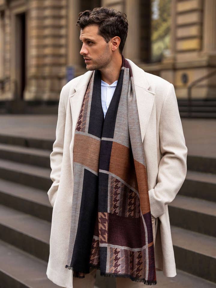 DLUX Agnes Herren Merinowollschal, wendbar (70x200cm) für den Großhandel von DLUX Scarves