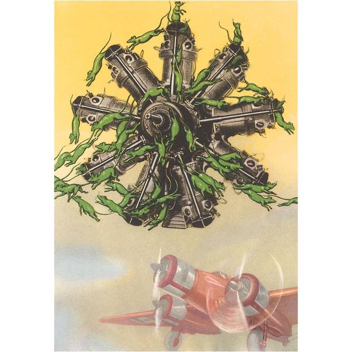 Found Image Press - Wholesale Sticker - Sticker PO-347 Propeller Engine, Green Rats