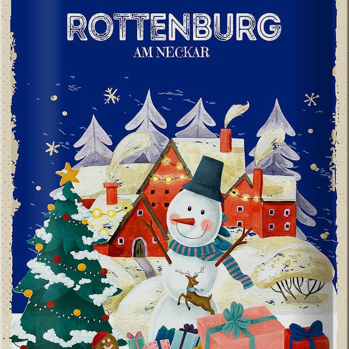 ROTENBURG AM NECKAR Saudações de Natal Sinal de Lata 20x30cm por atacado de Femer