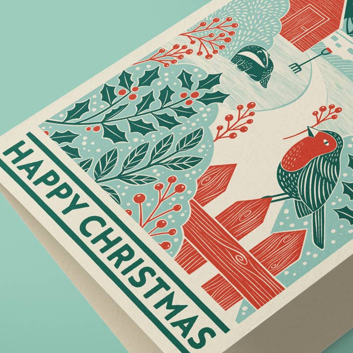 Bird & Co Studio - Wholesale Christmas card - Garden Snow Globe | Countryside Charity Christmas Card1