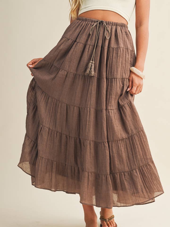 FLOWY TIERED MAXI SKIRT for wholesale by Mustard Seed
