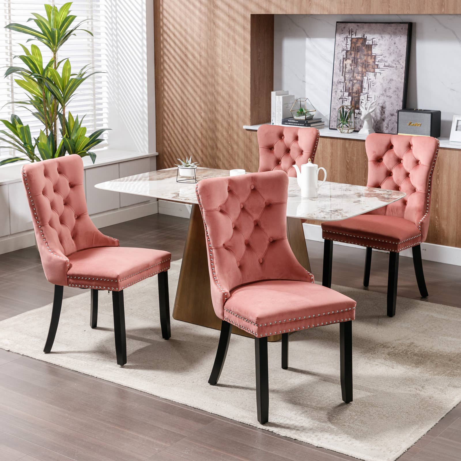 Modern Home Touch – wholesale Chair – Shena Set of 2 Velvet Kitchen Dining Chairs Knocker Back30