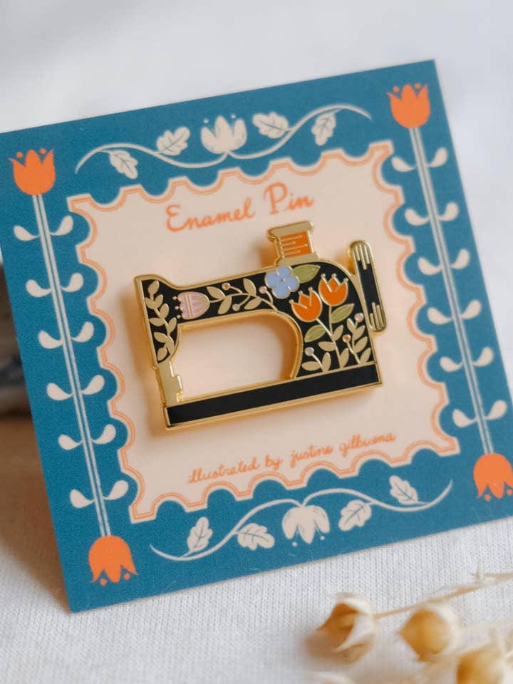 Sewing Machine (Black) Enamel Pin for wholesale by Justine Gilbuena