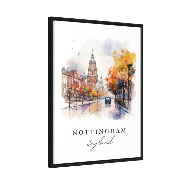 Premium Travel Art - Wholesale Art Print - Nottingham England wall art - England, Nottingham poster, Nottingham Wedding gift, Birthday present, Custom Text, Personalized Gift2
