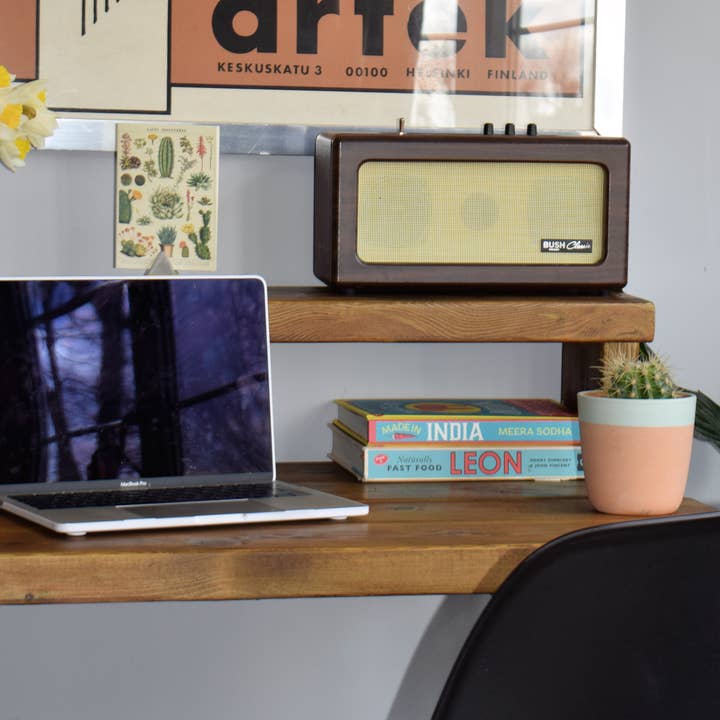 REMOVED BRAND – wholesale Desk set – Industrial Reclaimed Pine Desks with Black Steel Legs - Mid-Century Modern Home Office Furniture Riser Deep Shelf3