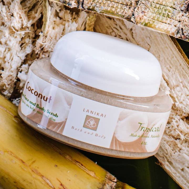 Coconut Cane Sugar Body Scrub 4 oz. for wholesale by Lanikai Bath and Body