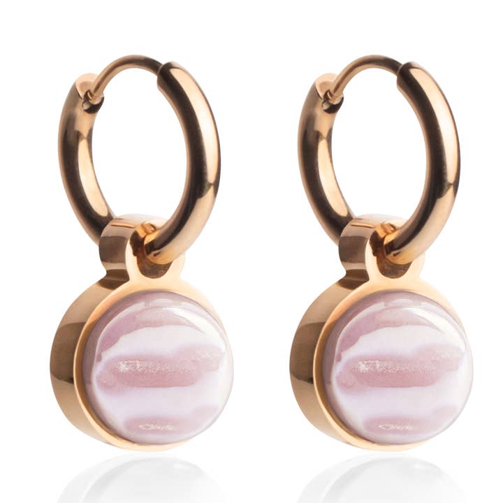 Mix & Match hoop earrings with pendant • rosé/sand pink • 12 mm for wholesale by ALEXASCHA