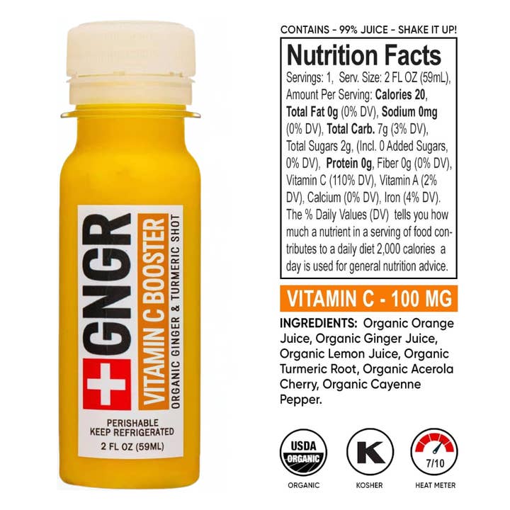 GNGR Labs - Wholesale Wellness Juice/Tonic - Vitamin C Booster Shot: Ginger Shot with Antioxidants