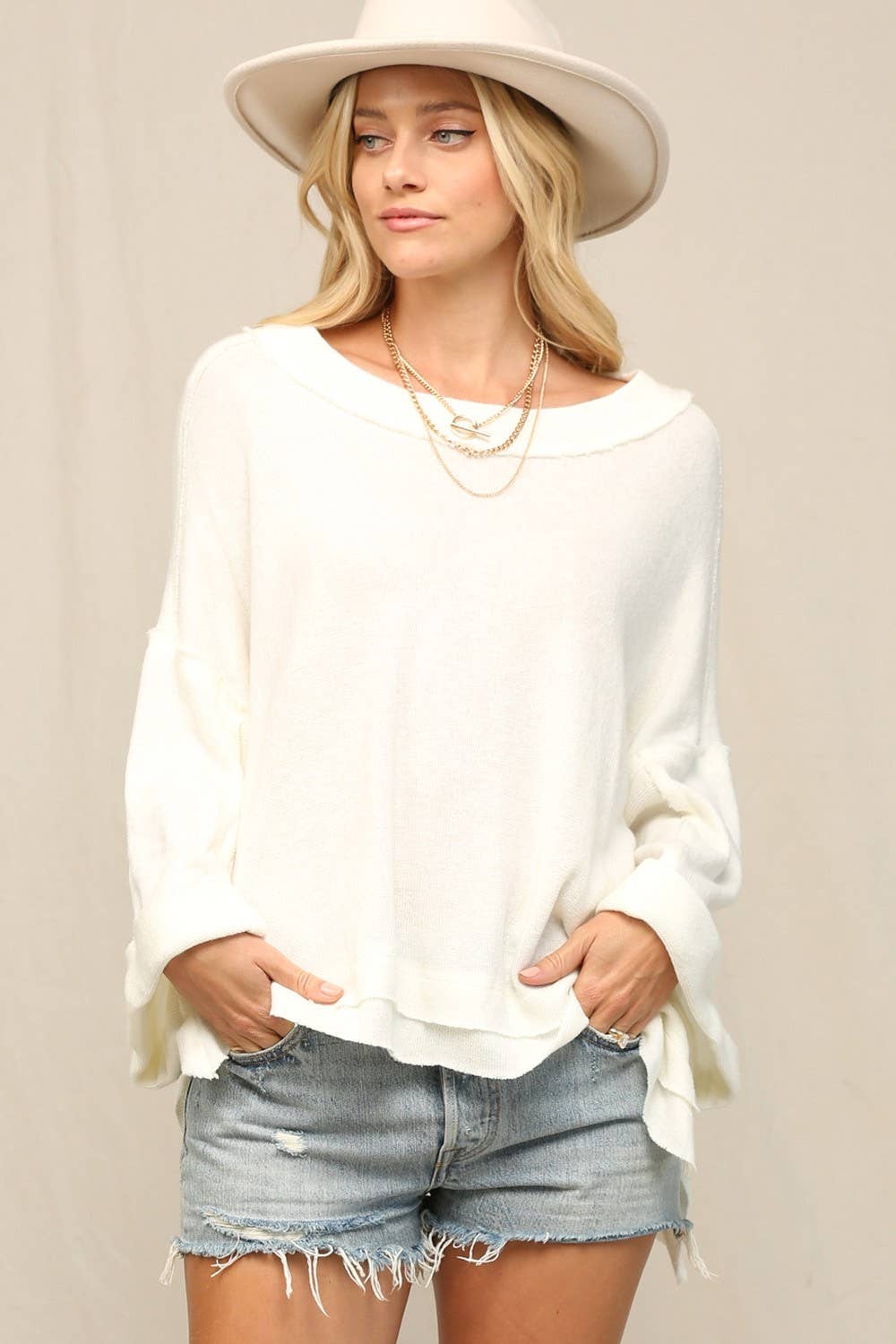 Off White Silhouette-Less Loose Fit Top for wholesale on Faire4