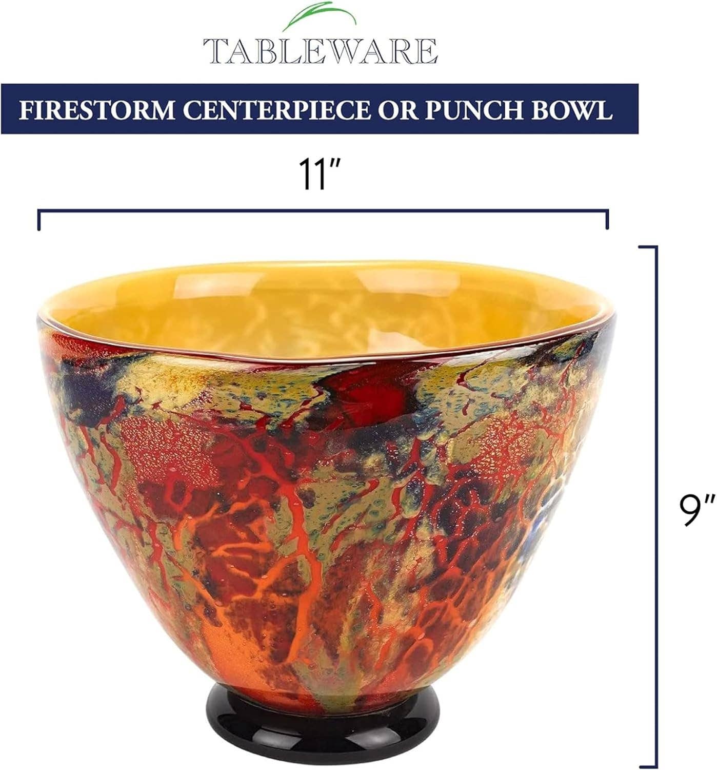 Badash - Wholesale Decorative Plate/Dish/Bowl - Firestorm Murano Style Art Glass Centerpiece or Punch Bowl5
