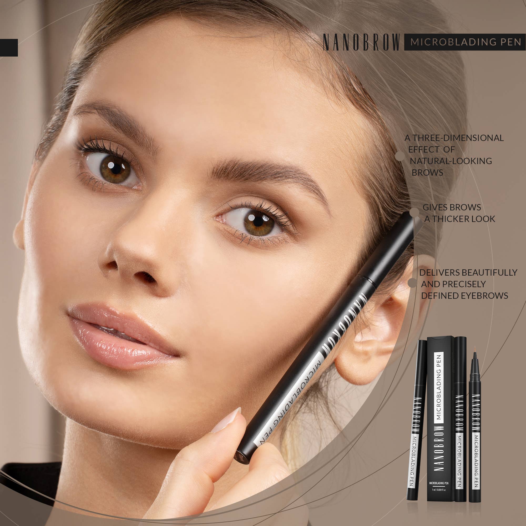 Everett Cosmetics - Wholesale Eyebrow Pencil/Filler - Nanobrow Microblading Pen Ash Blonde- brow makeup pen4