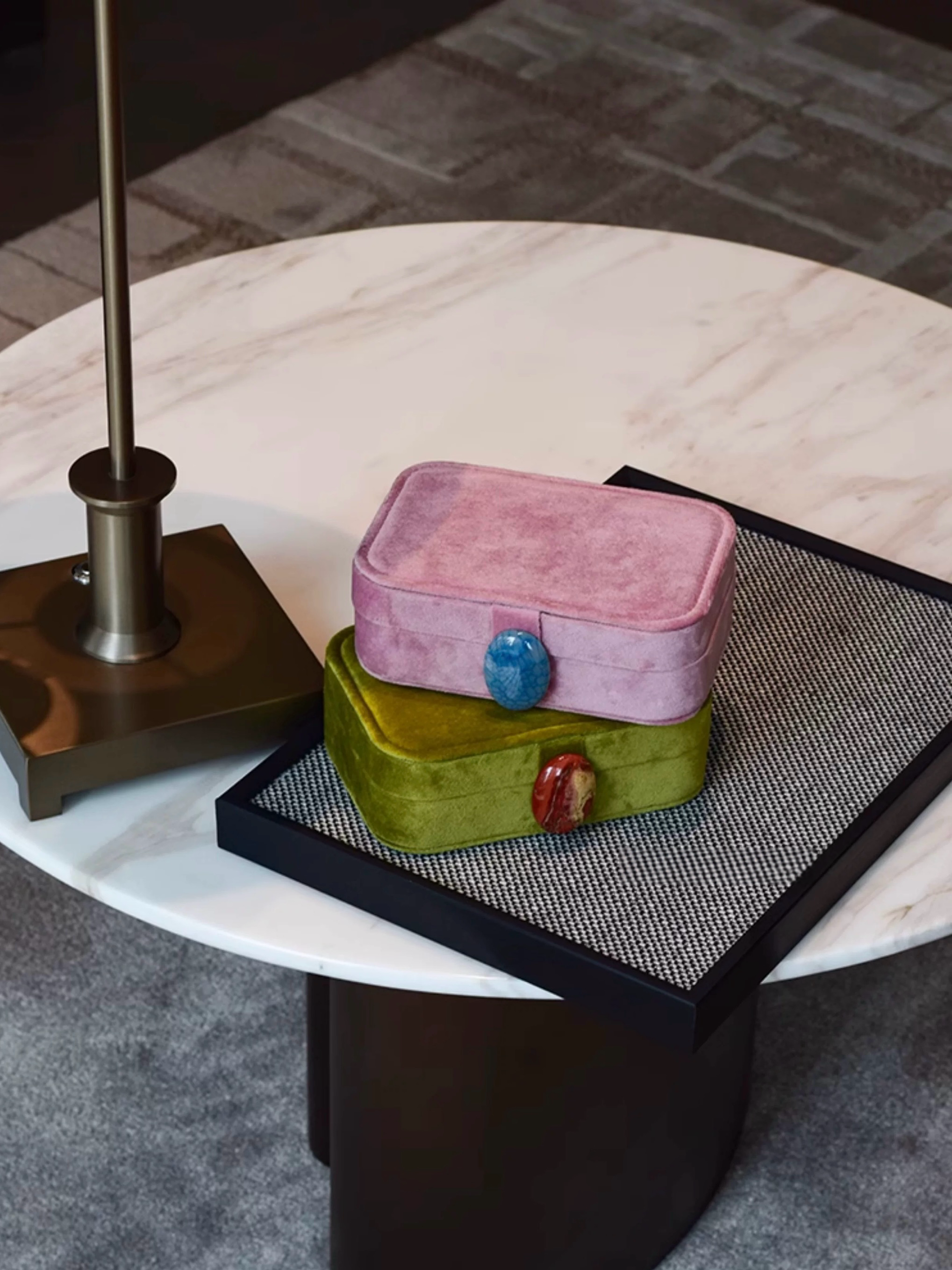 INSPECIAL HOME - Wholesale Jewelry Box/Organizer - Vintage Pebble Velvet Jewellery Box Accessory Storage Case 4