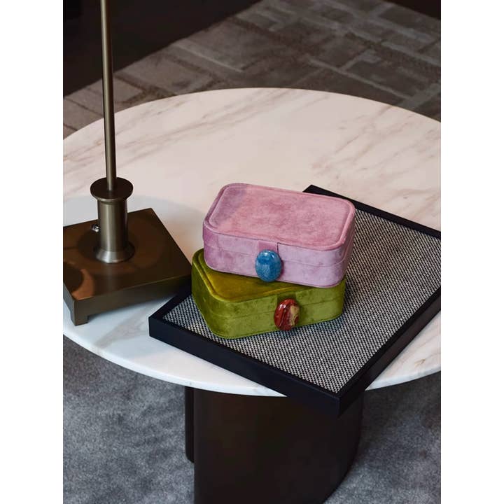 INSPECIAL HOME - Wholesale Jewelry Box/Organizer - Vintage Pebble Velvet Jewellery Box Accessory Storage Case 4