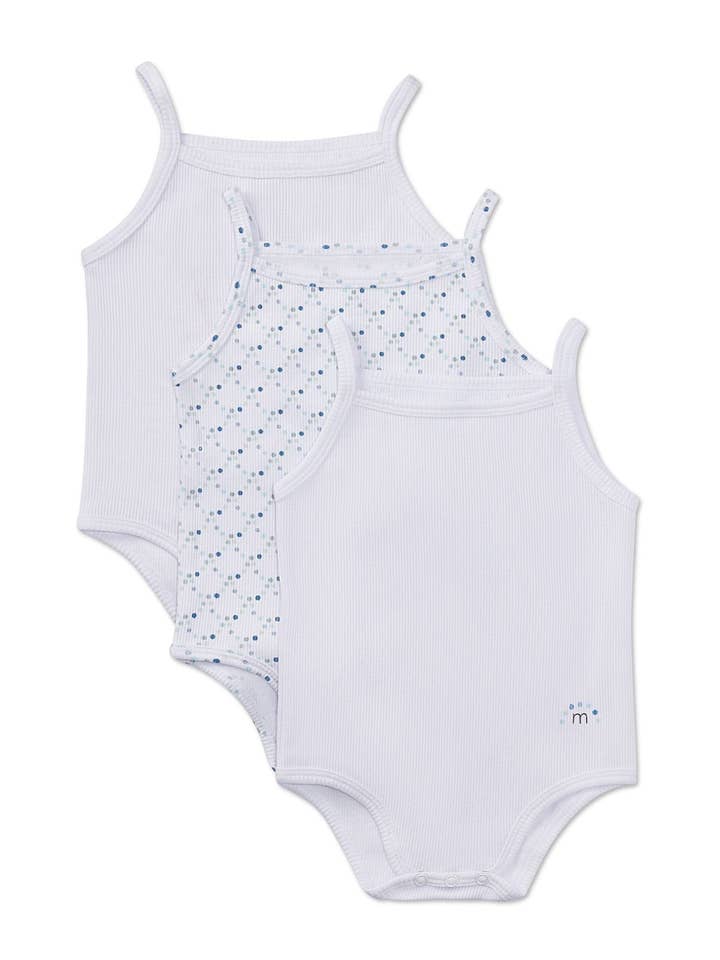 MiniMoi by MeMoi - Wholesale Bodysuit (Footed) - Baby - Ribbed Dot Logo Bodysuits 3 Pack