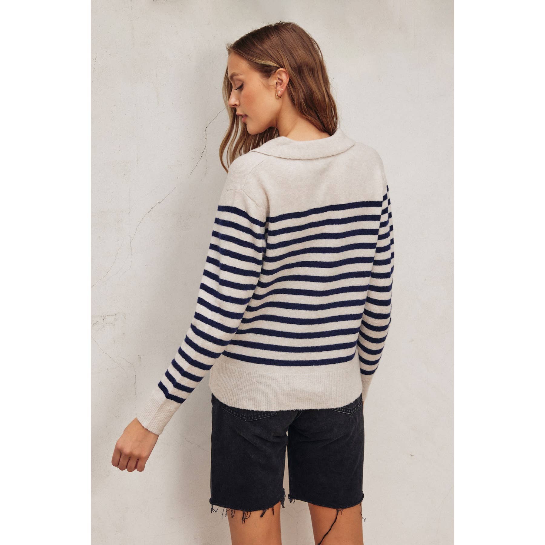 Dress Forum – Pulôver - Mulher por atacado – Camisola Polo Listrada Macia e Fuzzy2