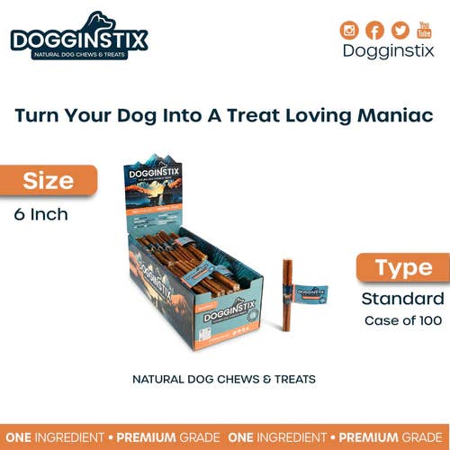 Dogginstix - Wholesale Pet Treats - Dog - 6" Standard Bully Sticks 4