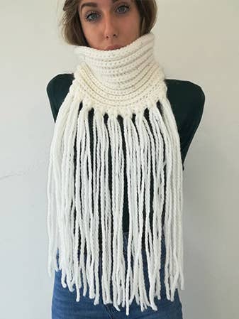Neck in Alpaca and Wool ODON short fringes front and back for wholesale by NOGOON
