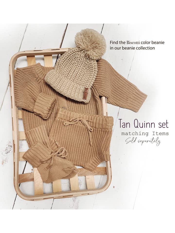 OLIVE & CRADLE - Wholesale Clothing Set - Baby - Baby NewBorn Knitted Sweater Bloomer 2pc Set Tan QUINN