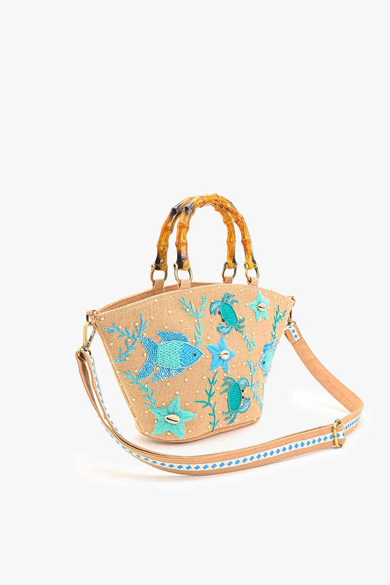 America & Beyond - Wholesale Beach Bag - Marine Life Embellished Beach Mini Tote2