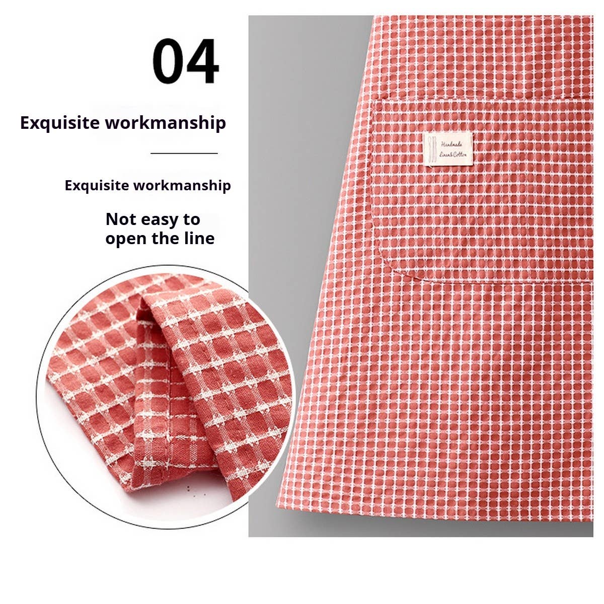 ACCITY - Wholesale Apron - Cotton Striped Grid Kitchen Apron with Pocket_CWMM1009539