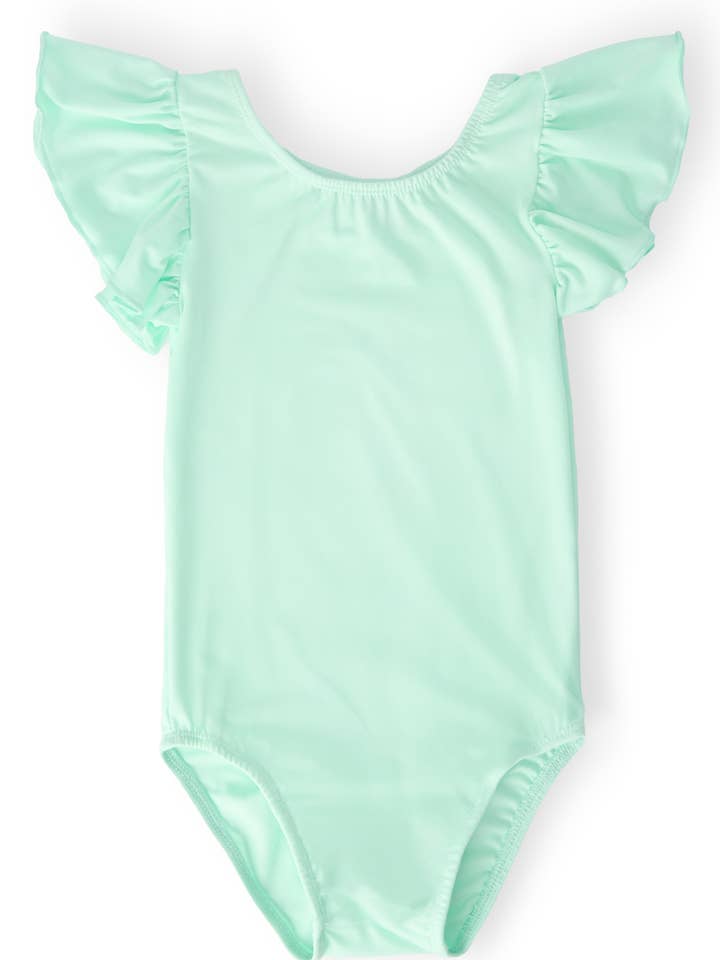 Pastel Green S/S Flutter Sleeve Leotard for wholesale by Mila & Rose