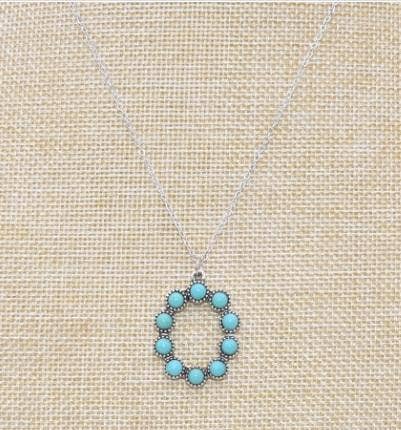 The Classy Cloth WS - Wholesale Pendant/Charm Necklace - Silver Turquoise Statement Letter Necklace RTS11