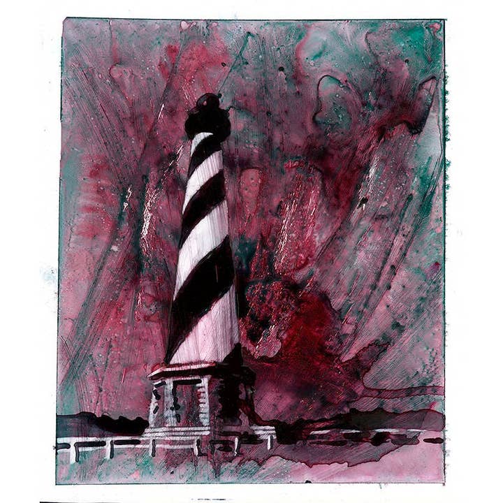 Cape Hatteras lighthouse- Outer Banks, North Carolina. Lighthouse decor artwork, watercolor painting, lighthouse art, lighthouse (print) for wholesale by Ryan Fox Fine Art