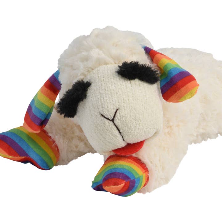 Multipet Rainbow Lamb Chop Plush Dog Toy for wholesale by Playful Tail