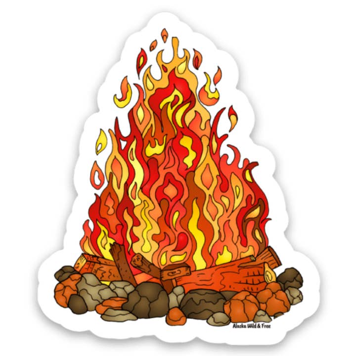 Camping - Campfire Sticker for wholesale by Alaska Wild & Free