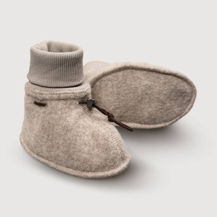 Wool Baby Booties - Sand for wholesale by Finch & Fable