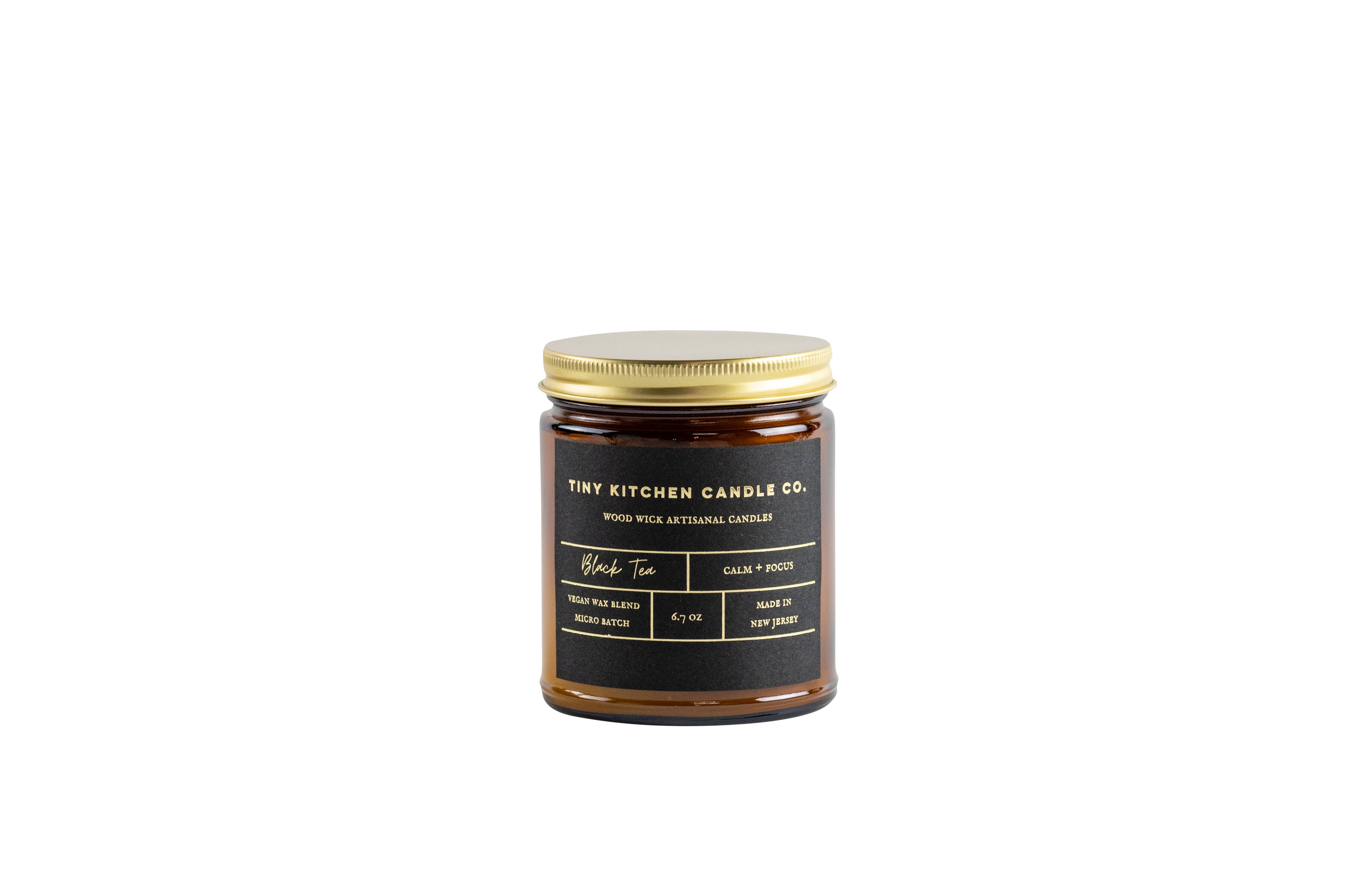 Tiny Kitchen Candle Co. – Vela em jarro/copo por atacado – Vela de pavio de madeira de chá preto - 8 oz.2