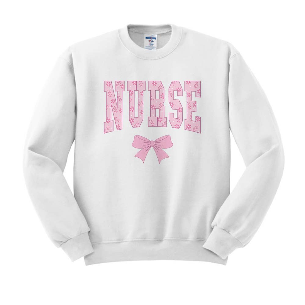 Lucky Luna Apparel - Wholesale Graphic Sweatshirt - Women's - Pink Bow Nurse Crewneck Sweatshirt5