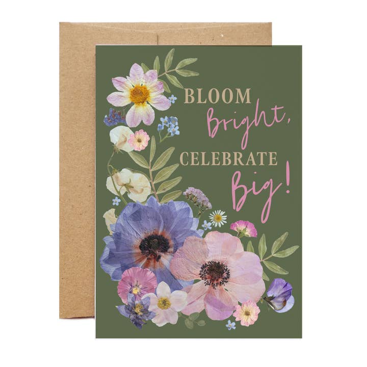 Fleurir Brillant, Célébrer Grand, Grande Carte pour la vente par Seek & Bloom Creative Co.